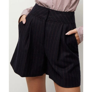 NWT Veronica Beard Haina Pinstripe Wool Blend Shorts Navy 8